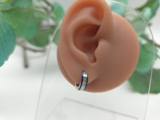 Preview: Creolen silberfarben blau Edelstahl